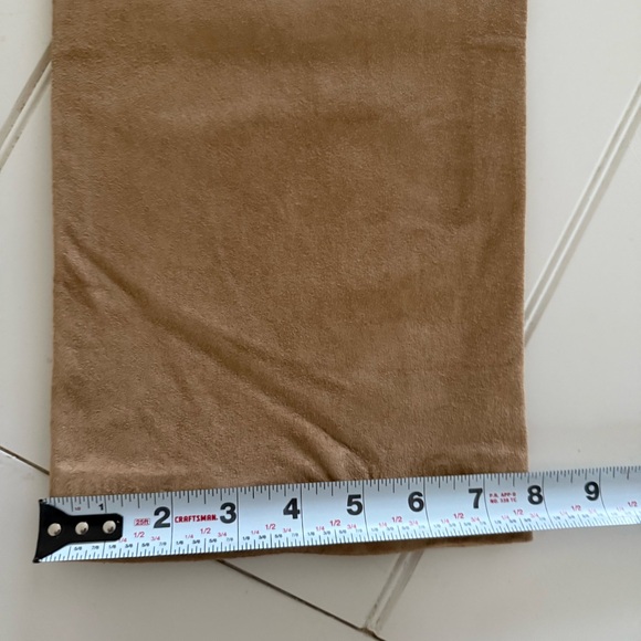 INC 100% Leather Suede Tan Flat Front Straight Leg Stitch Detail Pants WMs 2 EUC - Picture 9 of 11